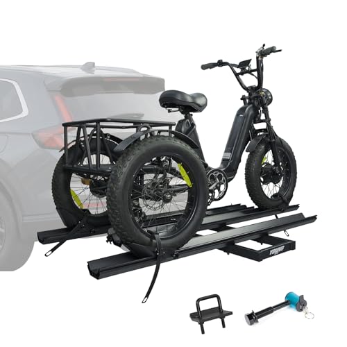 200 lbs Heavy-Duty Hitch Mount Trike Rack with 3 Ramps for Electric Tricycles