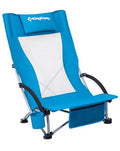 KingCamp Ergobreeze H Blue Wide Low Folding Beach Chair for Adults