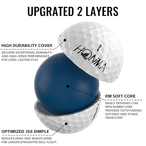 Honma 48-Pack White Golf Balls Max Distance Soft Feel for Beginners & Professionals