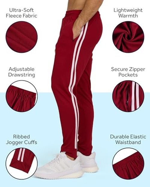 PURE CHAMP Men’s 3 Pack Mesh Joggers with Zipper Pockets, Breathable Athletic Pants for Men – Moisture-Wicking Gym Sweatpants Men(Set 3 Size Large)