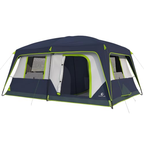 Alpha Camp 10 Person Family Camping Tent Navy Blue Weather-Resistant with Rainfly & Mesh Windows