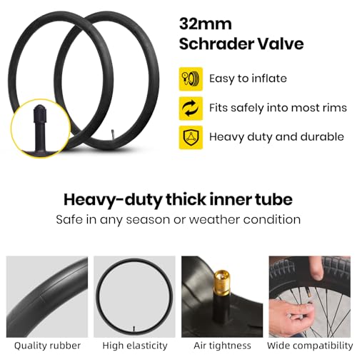 29 Inch Bike Inner Tubes with Schrader Valve 32mm - Heavy Duty Replacement for Road & Mountain Bikes - Variation 2