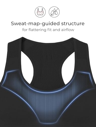 Women’s Merino Wool Racerback Sports Bra Large Black - Seamless & Breathable