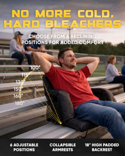 BRAWNTIDE Black Stadium Seat with Back Support & Foam Cushion - 21"