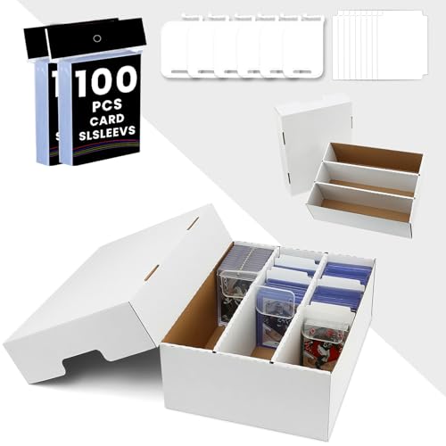 2-Pack Toploader Trading Card Storage Box with Dividers & Labels - 4800 Count, 3-Row Variation