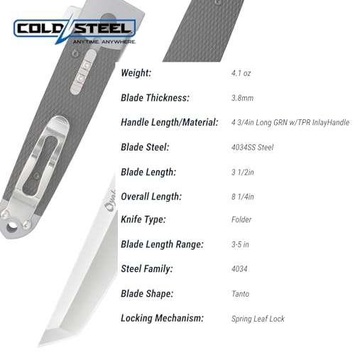 Razor-Sharp Folding Knife with Tanto Blade, Locking Spring Leaf Lock, Griv-Ex Handle