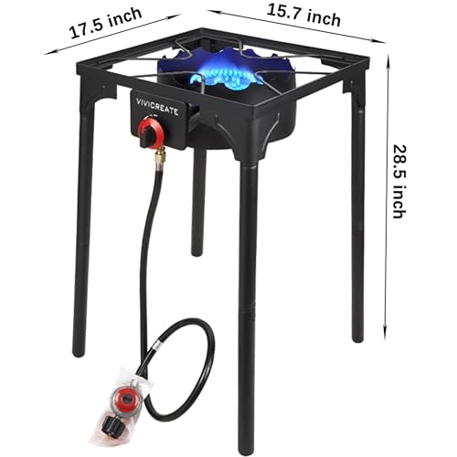 Outdoor Propane Gas Stove 30,000 BTU with Adjustable Stand and Regulator for Camping & Patio