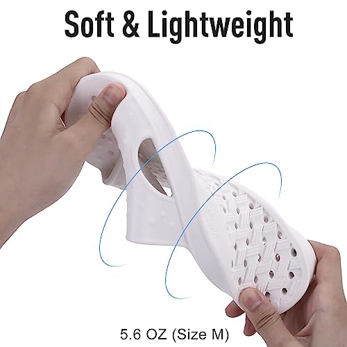 Shevalues Quick Drying Shower Shoes for Women Men with Arch Support - Size 11-12 Women / 9.5-10.5 Men, White