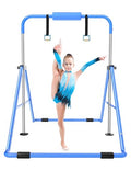 Blue Safly Fun Foldable Kids Gymnastics Bar, Adjustable 35-51 Inches, Sturdy & Portable Indoor Outdoor Equipment