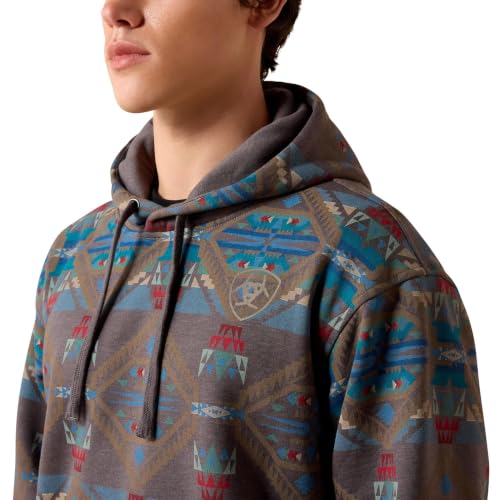 ARIAT Men's Graphic Hoodie Medium Grey Southwest X-Large Casual Sweatshirt