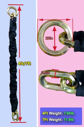 Heavy Duty 6ft x 1/2 Inch Hardened Steel Cut-Resistant Security Chain for Motorcycles & Trailers - Rustproof Locking Chain