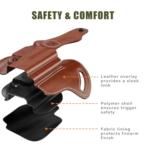 Tan Leather Hybrid OWB Holster for Glock 19X/23/32/44/45 - Right Hand