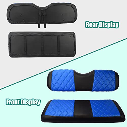 NOKINS Blue & Black Golf Cart Rear Seat Cover Fits Aftermarket Standard Cushions
