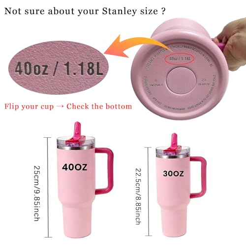 Leakproof 40oz Portable Lid Replacement for Stanley Quencher H2.0 - White & Black, Check Cup Bottom Variation