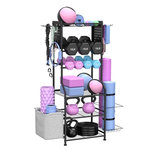 Dumbbell Rack for Home Gym Storage - Black - Multi-Function Weight Organizer