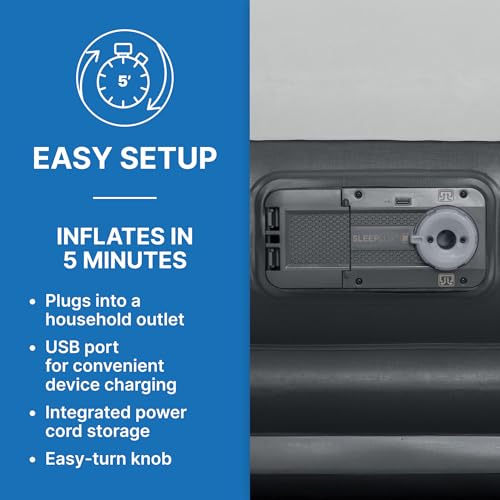 SLEEPLUX Queen Inflatable Air Mattress with Built-in Pump, Pillow & USB Charger, 22 Inch Tall