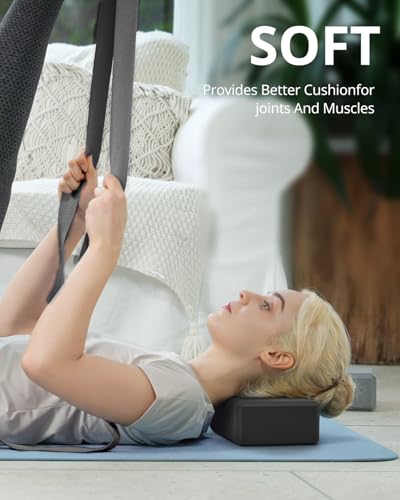 Yoga Blocks 2 Pack with Non-Slip Foam Support - Black