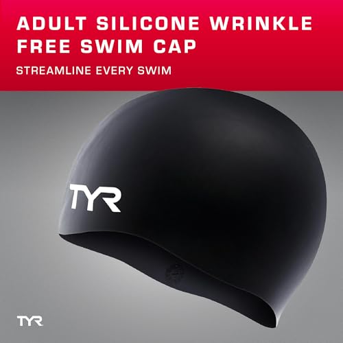Silicone Swim Cap for Men and Women - Wrinkle-Free, Durable, Silver - TYR
