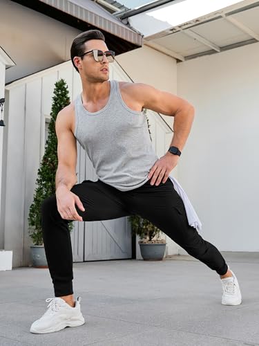 Men's Slim Fit Stretch Cargo Joggers - Medium Black
