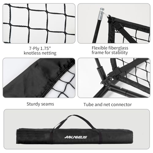 7x7 Baseball Softball Practice Net with Strike Zone Target - Black