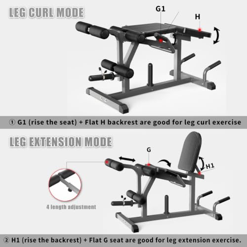 Z ZHICHI 2-in-1 Leg Curl & Extension Machine for Home Gym, Adjustable Calf & Thigh Workout Equipment