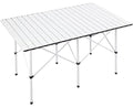 Ever Advanced White Foldable Camping Table for 4-6 Persons, Fixed Height, Lightweight Aluminum with Carry Bag