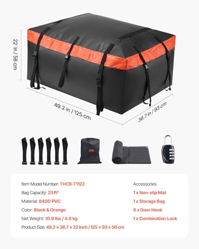 VEVOR Waterproof Car Roof Cargo Bag 23Cu Ft Universal Luggage Storage