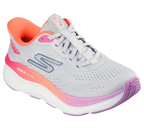 Skechers Women's Max Run Slip-Ins Shoes Gray/Multi 7.5 Hands Free Running Sneakers