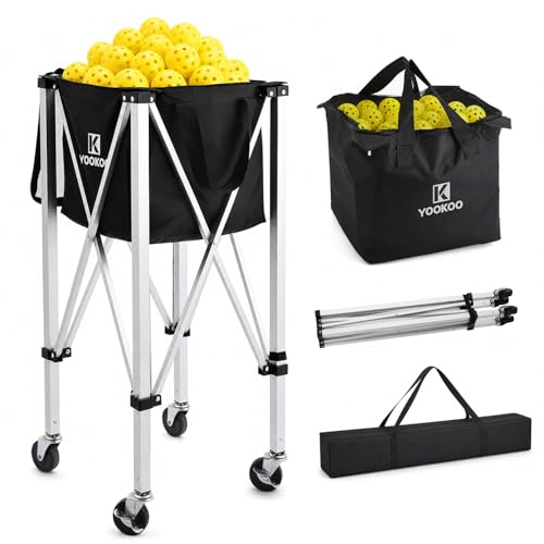YooKoo Pickleball Ball Hopper Cart with Removable Bag & Locking Wheels