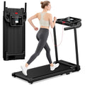 Foldable Home Treadmill with Handle Bar - Compact Quiet Running Machine - Dark Black