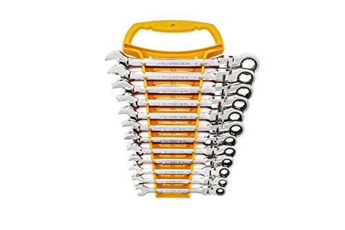GEARWRENCH 12-Piece Metric Flex Head Ratcheting Wrench Set with Wrench Rack | 9901D