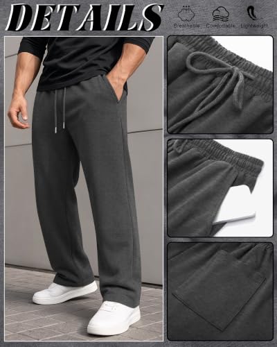 Men's Baggy Lightweight Sweatpants - Neer 4 Pack, Black & Gray, Large