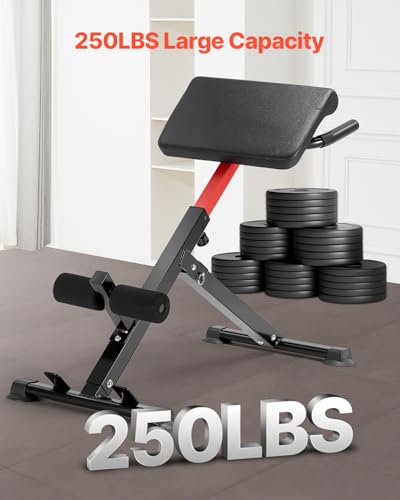 Adjustable Foldable Roman Chair Hyperextension Bench for Back Glutes Hamstring Workout