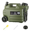 Sanheshun 7.4 Gallon (28L) Portable Water Jug with Wheels & Handle - Green, Leak-Proof Outdoor Water Container