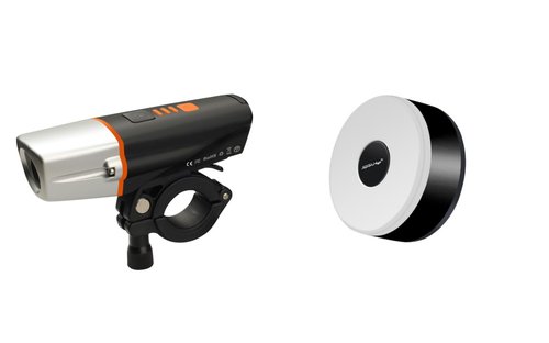 Spolite Bike Head and Tail Light Set, Smart Automatic Head Lamp, IP65 Waterproof, 5 Modes Taillight, Front and Rear Taillight Reflectors for Road, Mountain, Night Riding