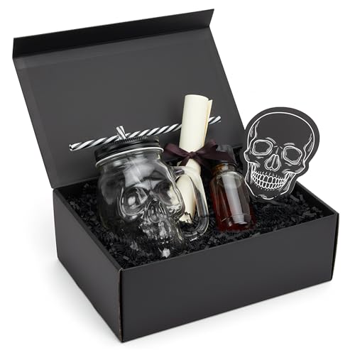 Skull Mason Jars with Handle - 16 Oz Glass Beer Mugs for Halloween Parties