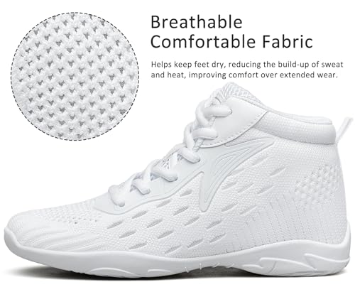 Girls White High Top Cheerleading Shoes - 7 / White 303