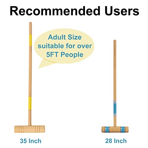 Deluxe 35-Inch Wooden Croquet Set with Mallets and Carry Bag - 6 Player