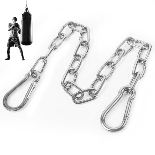 30 Inch Heavy Duty Stainless Steel Chain with Carabiners - Extender for Punching Bags, Porch Swings, Hammocks - Variation 1PC-30 Inch
