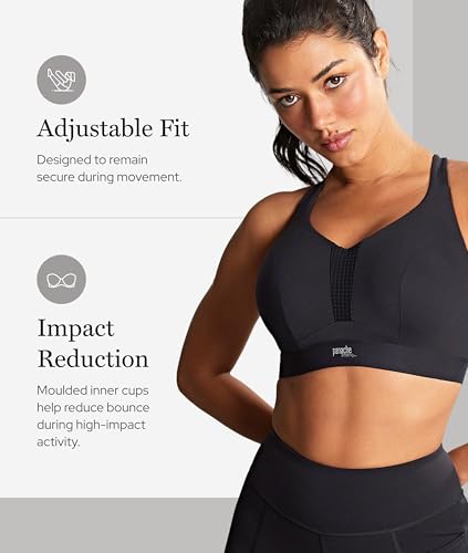 Panache Women's Endurance Wired Sports Bra 34F Black Non-Padded Breathable Support