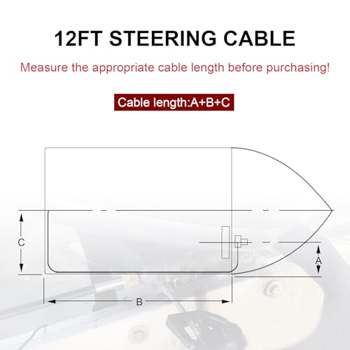 12ft Boat Steering Cable System with 13.5 Inch Rotary Steering Wheel - Variation 12T