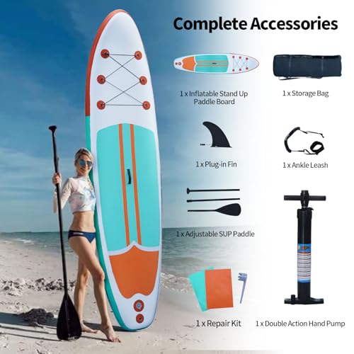 Inflatable Stand Up Paddle Board with Accessories - 10'4" Adult & Youth Water Sport Board