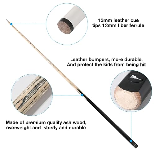 HMQQ Black Set of 6 58-Inch One-Piece Pool Cues, 20 oz, 13mm Tip for Billiards