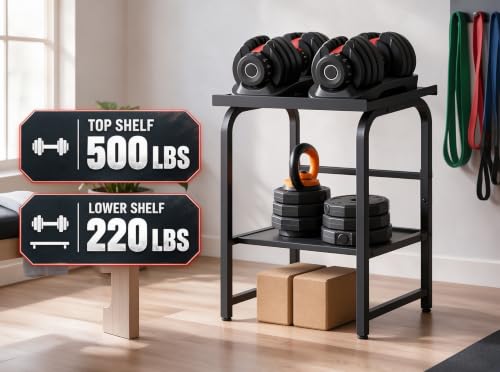 Heavy Duty Adjustable Dumbbell & Kettlebell Storage Rack - Home Gym Organizer
