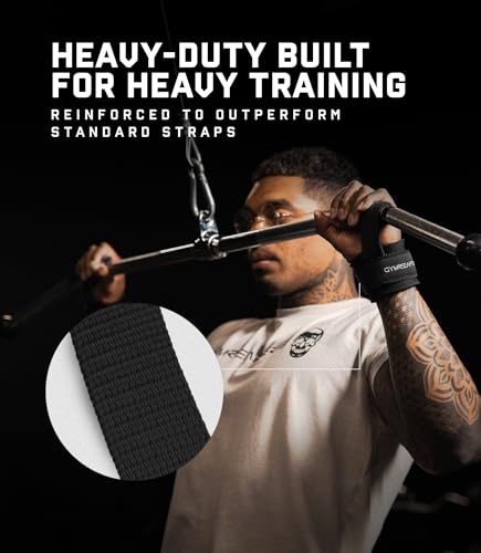 Black Gymreapers Weight Lifting Straps with Dowel - Wrist Support for Deadlifts