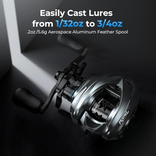 Finesse Baitcasting Fishing Reel - KastKing Kestrel Carbon, Gray, Right Hand, 7.5:1 Gear Ratio