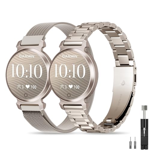 Slim Mesh Metal Watch Band for Garmin Lily 2 Active / Lily 2 - Champagne Gold Variation