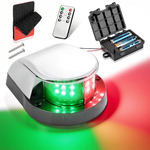 Boat Navigation Light with Red/Green LEDs, Dimmable & Timer, Waterproof Marine Safety Light