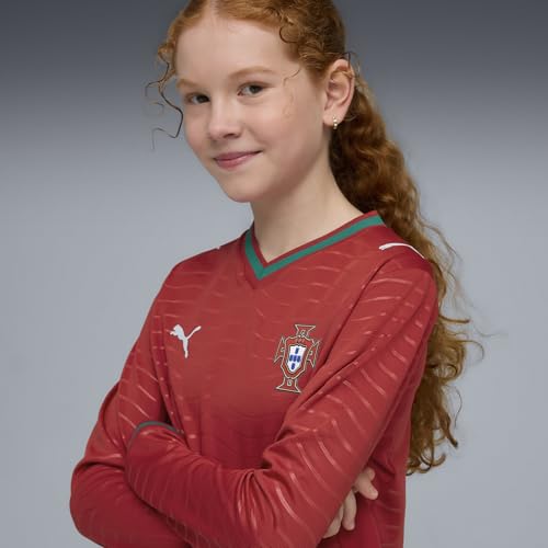 Junior Portugal Long Sleeve Replica Jersey - X-Large Club Red-Green Lagoon