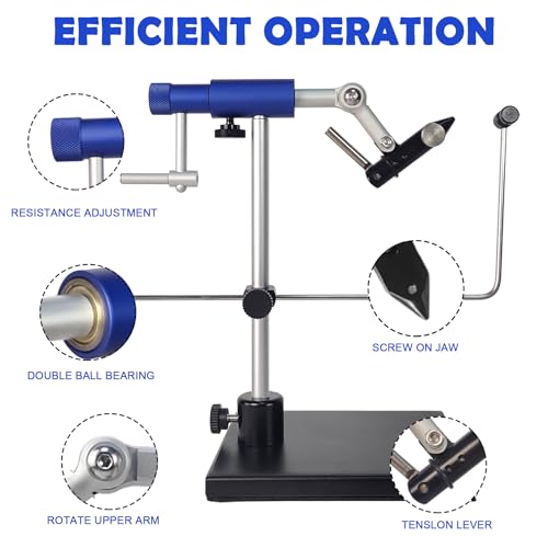 Aventik TrueGrip Fly Tying Vise with Clamp & Base - Blue, 360° Rotary, Adjustable Tension